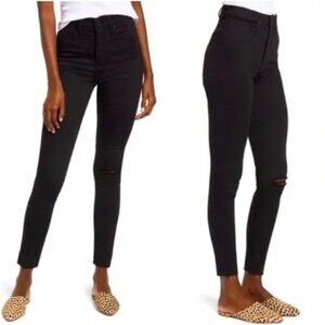 MADEWELL 11” high rise skinny Dark Rinse Wash Raw Hem Crop Ankle Cut Jeans Pant